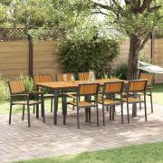 vidaXL Trädgårdsmöbelset 9 pcs Svart och brun 200 x 90 x 75 cm