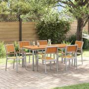 vidaXL Trädgårdsmöbelset 7 pcs Grå och brun 180 x 90 x 75 cm