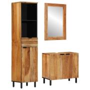 vidaXL Badrumsmöbelset 3 pcs Brun 62 x 33 x 58 cm massivt akacia