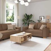 vidaXL Soffset med kudde med kudde 3 pcs Brun 220 x 78 x 84 cm tyg