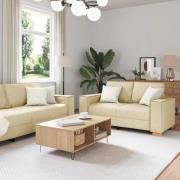 vidaXL Soffset med kudde med kudde 3 pcs Kräm 220 x 78 x 84 cm tyg