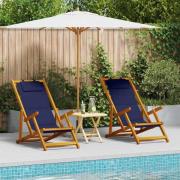 vidaXL Strandstol med kudde Hopfällbar 2 pcs Brun x Massivt akaciaträ