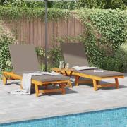 vidaXL Solstol Reclining 2 pcs Brun 63 x 199 x 85cm Massivt akaciaträ