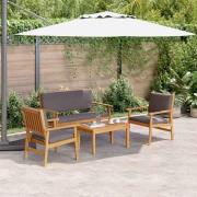 vidaXL Trädgårdsoffset 4 pcs Brun 75 x 45 x 38cm Massivt akaciaträ