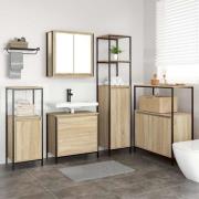 vidaXL Badrumsmöbelset 5 pcs Beige 76,5 x 35 x 95 cm Konstruerat trä