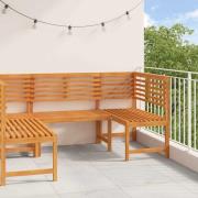 vidaXL Bänkset för trädgården 3 pcs Brun massivt akacia