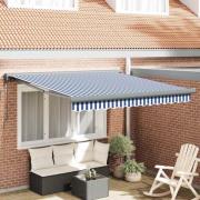 vidaXL Utfällbar markis Blå och vit 300 x 250 cm Tyg, Metall