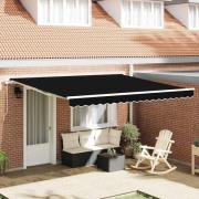 vidaXL Utfällbar markis Svart 400 × 350 cm Polyester