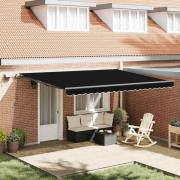 vidaXL Utfällbar markis med LED -remsljus Svart 450 × 300 cm tyg