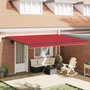 vidaXL Utfällbar markis Röd 450 ×350 cm tyg