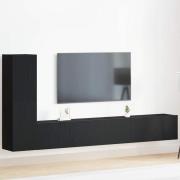 vidaXL TV-bänkset 3 pcs Svart ek 100 x 30 x 30 cm Konstruerat trä
