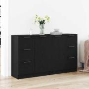 vidaXL Sideboard med låda Svart Ek 120 x 30 x 70 cm Konstruerat trä