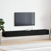 vidaXL Väggmonterat skåp med låda 2 pcs Svart Ek 102 x 30 x 20 cm