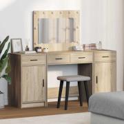 vidaXL Smyckebord med spegelbelysning 3 pcs Brun Konstruerat trä