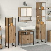 vidaXL Badrumsmöbelset med hylla 4 pcs artisan ek 33 x 33 x 185.5 cm