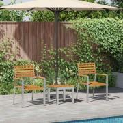 vidaXL Trädgårdsmöbelset 3 pcs Brun Massivt Akaciaträ