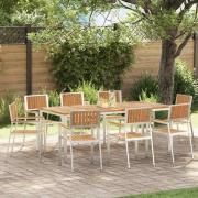 vidaXL Trädgård Stol 8 pcs Brun 56 x 54.5 x 87cm Massivt teakträ