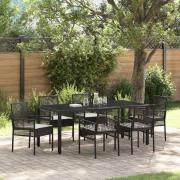 vidaXL Trädgårdsmöbelset 7 pcs Svart Poly rattan