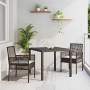 vidaXL Trädgårdsmöbelset 3 pcs Brun Poly rattan