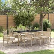 vidaXL Trädgårdsmöbelset 9 pcs Beige PE rotting