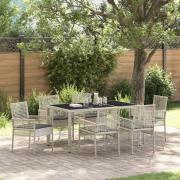 vidaXL Trädgårdsmöbelset 7 pcs Ljusgrå Poly rattan