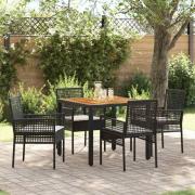 vidaXL Trädgårdsmöbelset 5 pcs Svart Poly rattan