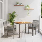 vidaXL Trädgårdsmöbelset 3 pcs Grå Poly rattan
