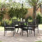 vidaXL Trädgårdsmöbelset 5 pcs Svart Poly rattan
