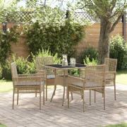 vidaXL Trädgårdsmöbelset 5 pcs Beige Poly rattan