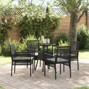 vidaXL Trädgårdsmöbelset 5 pcs Svart Poly rattan