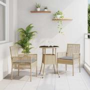 vidaXL Trädgårdsmöbelset 3 pcs Beige Poly rattan