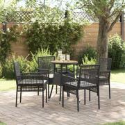 vidaXL Trädgårdsmöbelset 5 pcs Svart Poly rattan