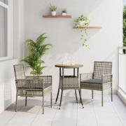 vidaXL Trädgårdsmöbelset 3 pcs Grå Poly rattan