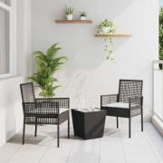 vidaXL Trädgårds Bistro Set 3 pcs Svart konstrotting