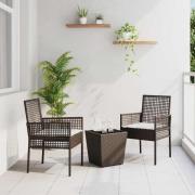 vidaXL Trädgårds Bistro Set 3 pcs Brun Poly rattan