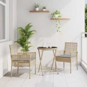 vidaXL Trädgårds Bistro Set 3 pcs Beige Poly rattan