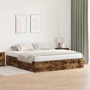 vidaXL Förvaringssängram Rökt ek 200 x 200 cm Konstruerat trä