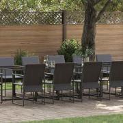 vidaXL Trädgårdsmöbelset 13 pcs Svart Stål