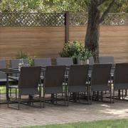 vidaXL Trädgårdsmöbelset 17 pcs Svart Stål