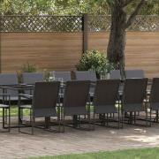 vidaXL Trädgårdsmöbelset 17 pcs Svart Stål