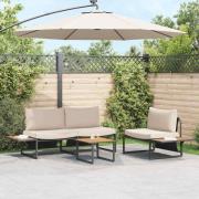vidaXL Trädgårdsmöbelset 3 pcs Taupe Stål