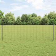 vidaXL Staket med stolpar Grå 0.8 x 25 m Stål