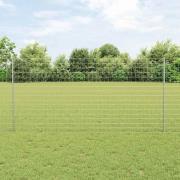 vidaXL Staket med stolpar Silver 1.2 x 25 m Stål