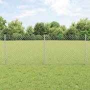 vidaXL Staket med stolpar Silver 0.8 x 25 m Stål