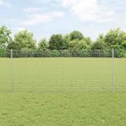 vidaXL Staket med stolpar Silver 1 x 25 m Stål