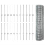 vidaXL Staket med stolpar Silver 0.4 x 50 m Stål