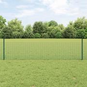 vidaXL Staket med stolpar Grön 0.5 x 10 m Stål