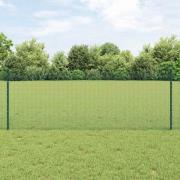 vidaXL Staket med stolpar Grön 0.8 x 100 m Stål