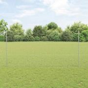 vidaXL Staket med stolpar Silver 1.5 x 10 m Stål