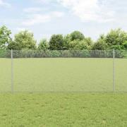 vidaXL Staket med stolpar Silver 1 x 25 m Stål